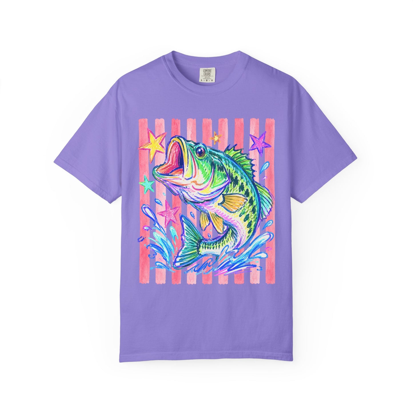 Fishing Bass T-Shirt — Neon Retro Largemouth Design