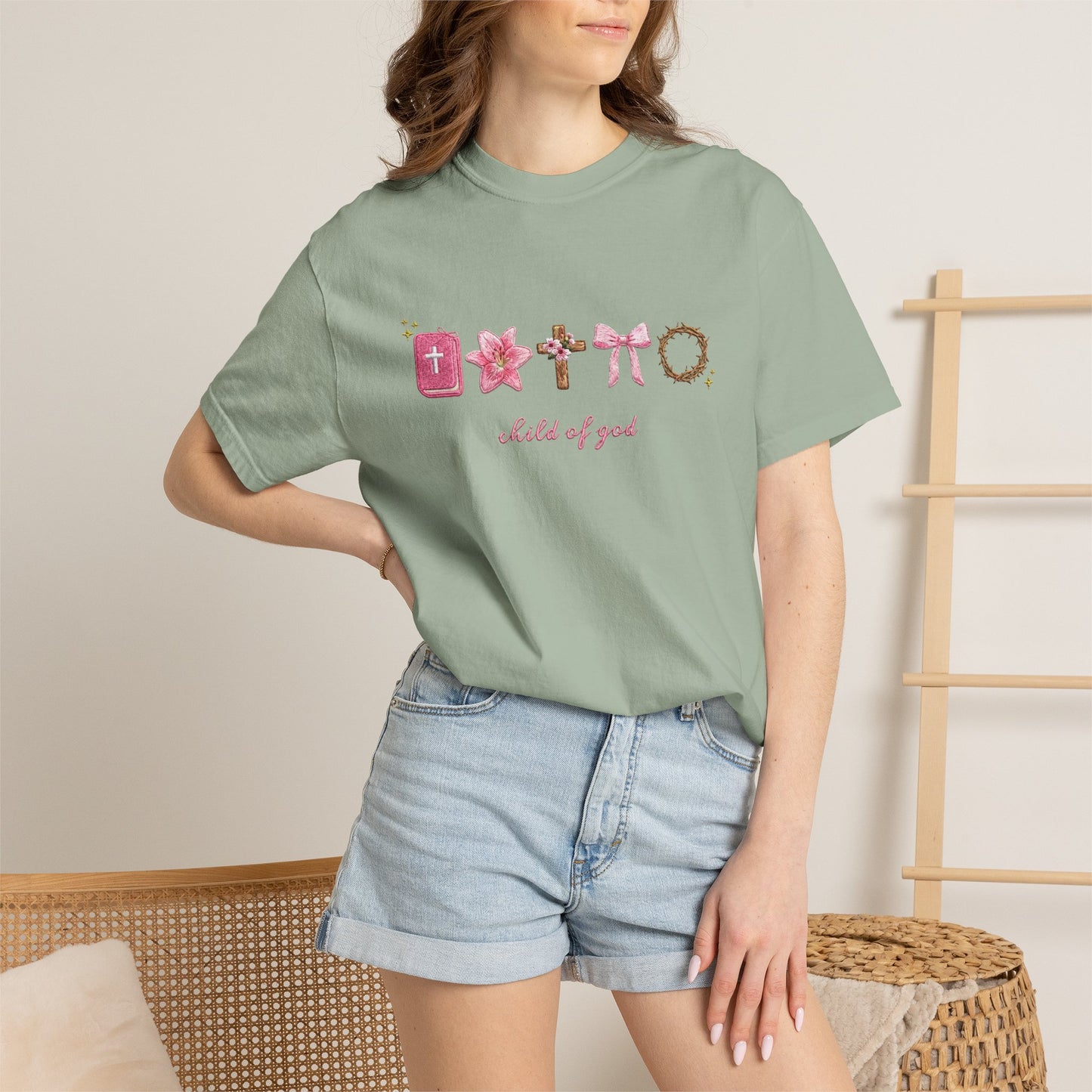 Child of God T-Shirt — Floral Cross & Bible Christian Tee