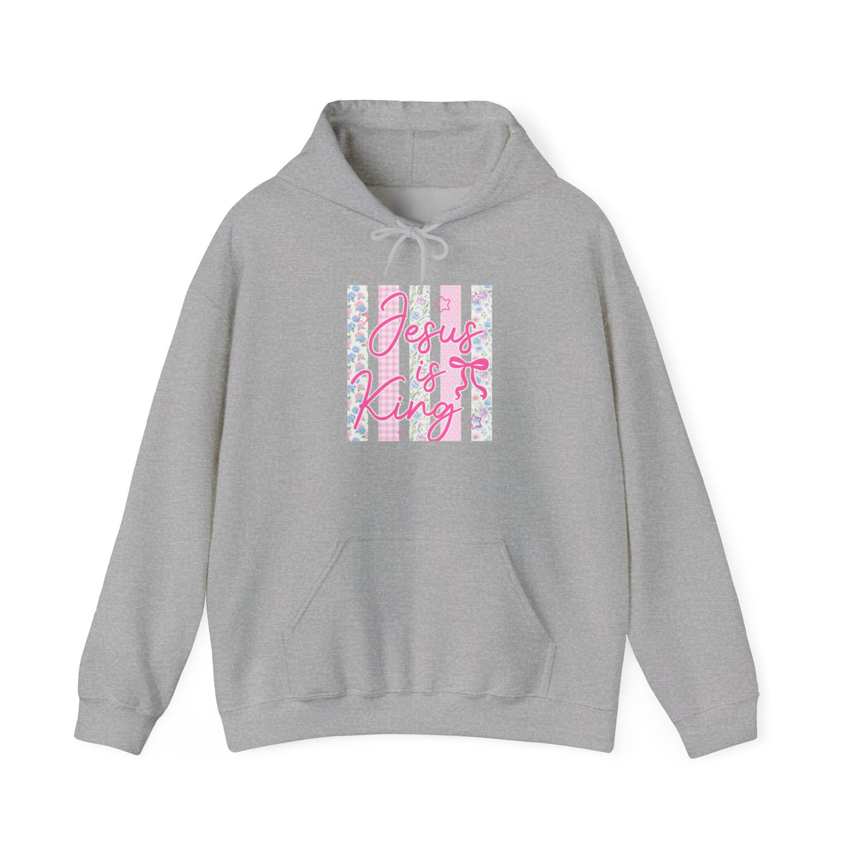 Jesus Is King Hoodie — Pastel Striped Christian Faith Sweatshirt