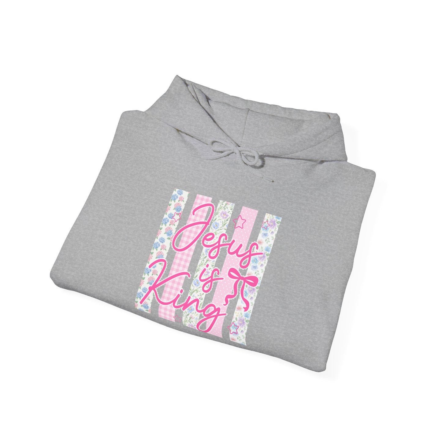 Jesus Is King Hoodie — Pastel Striped Christian Faith Sweatshirt