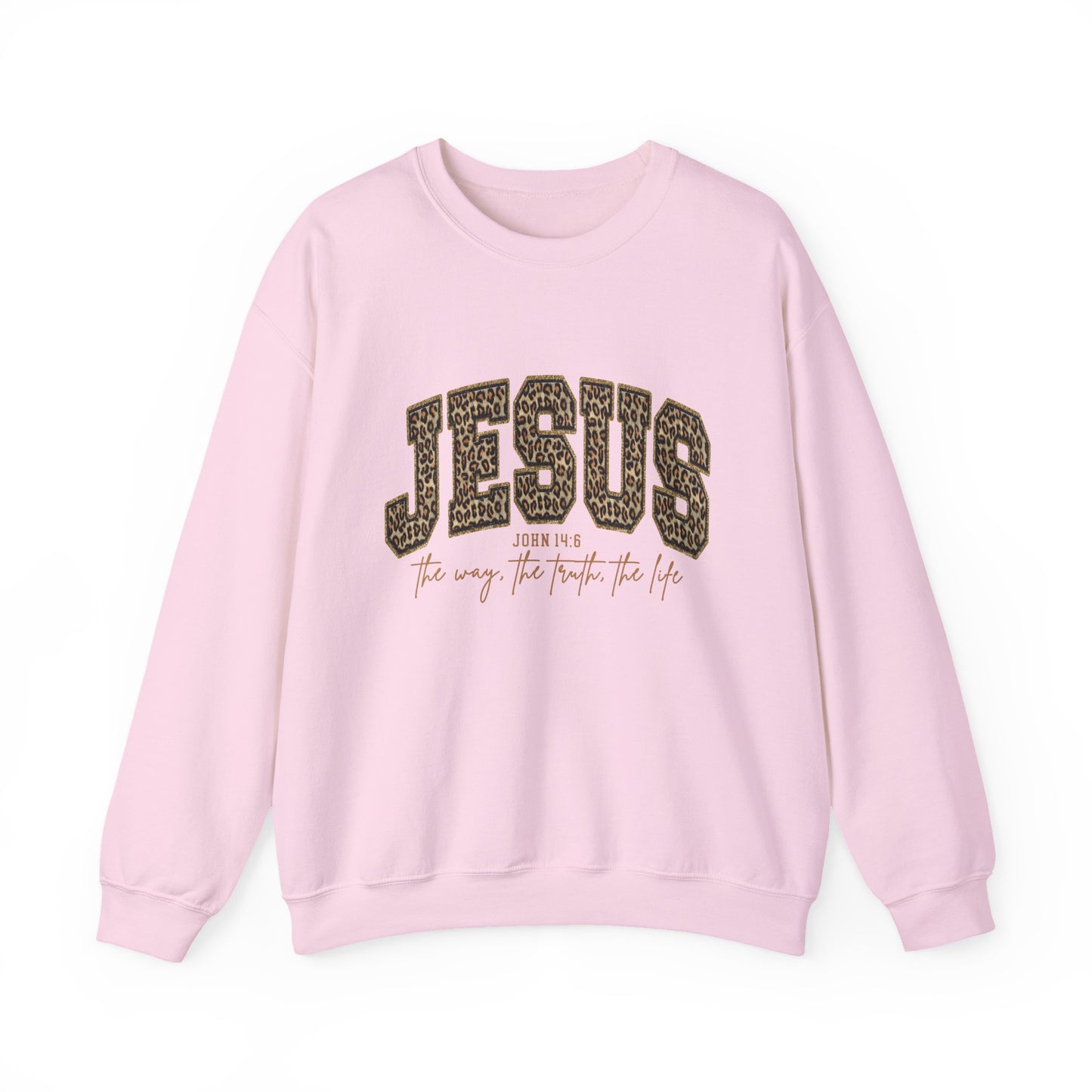 Jesus Leopard Print Crewneck Sweatshirt - Faith Graphic Pullover