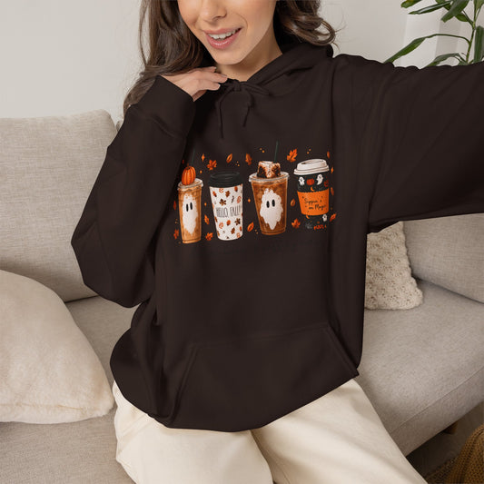 Coffee Fall Hoodie — Cute Autumn Coffee Cups "Autumn Vibes & Cozy Cocoa"