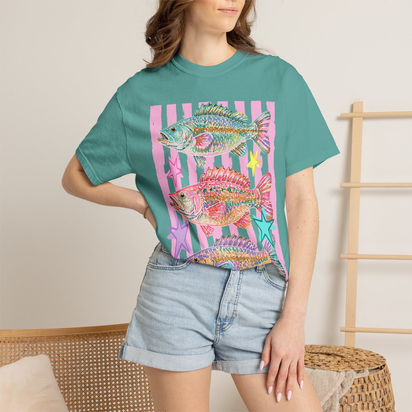 Retro Coastal Fish Tee — Colorful Tropical Fish Graphic T-Shirt