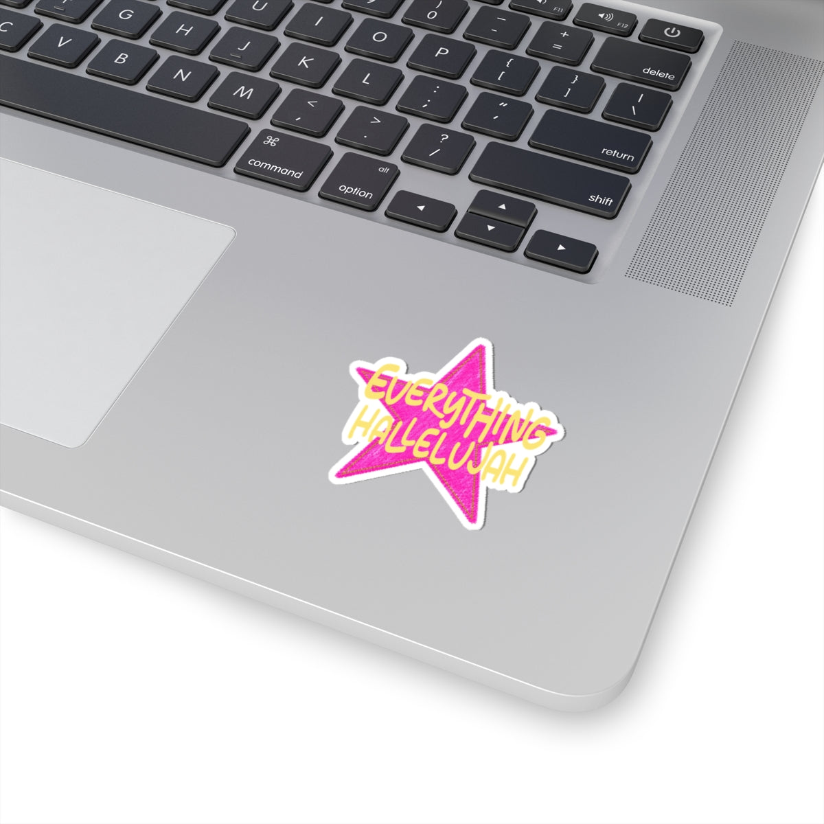 Everything Hallelujah Star Sticker — Pink Glitter Kiss-Cut Sticker