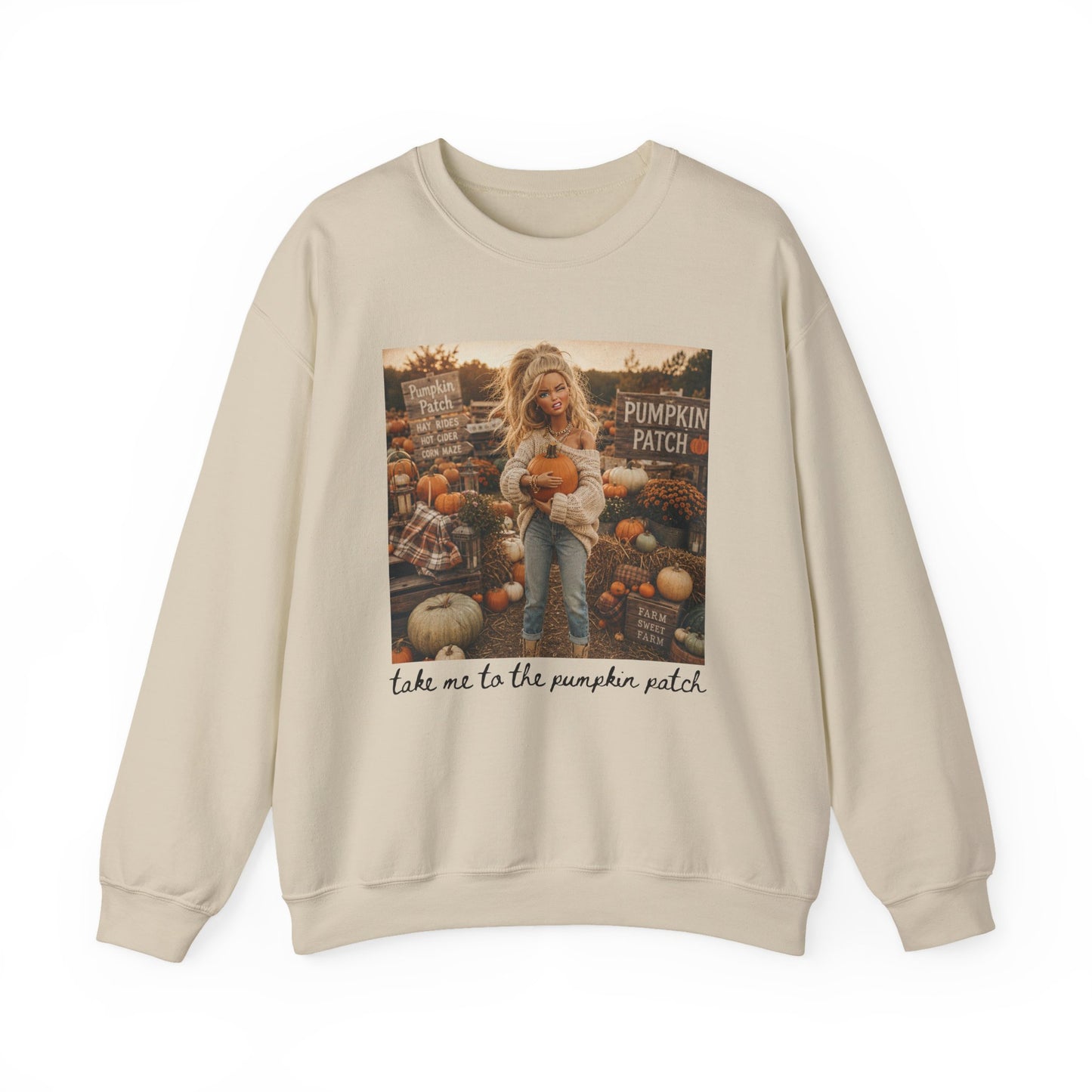 Crewneck Sweatshirt — "Take Me to the Pumpkin Patch" Autumn Graphic