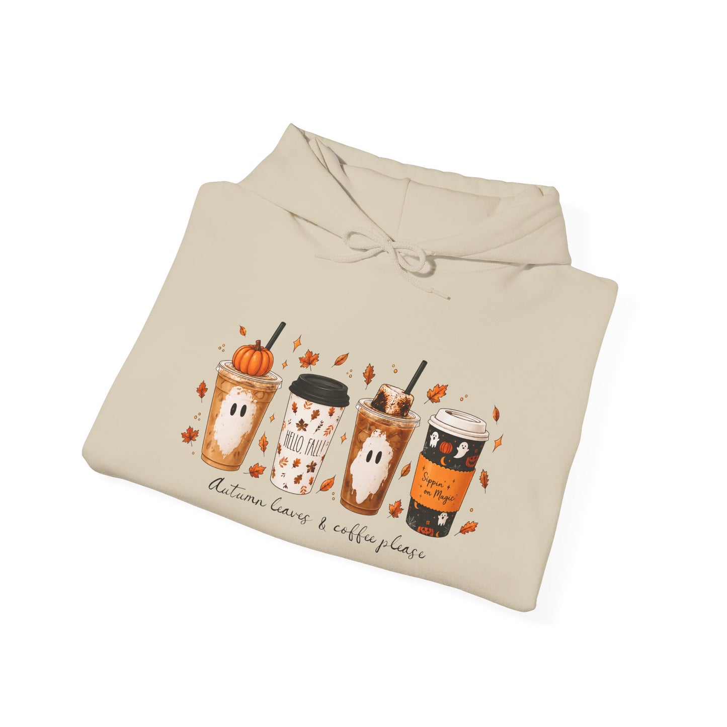Coffee Fall Hoodie — Cute Autumn Coffee Cups "Autumn Vibes & Cozy Cocoa"