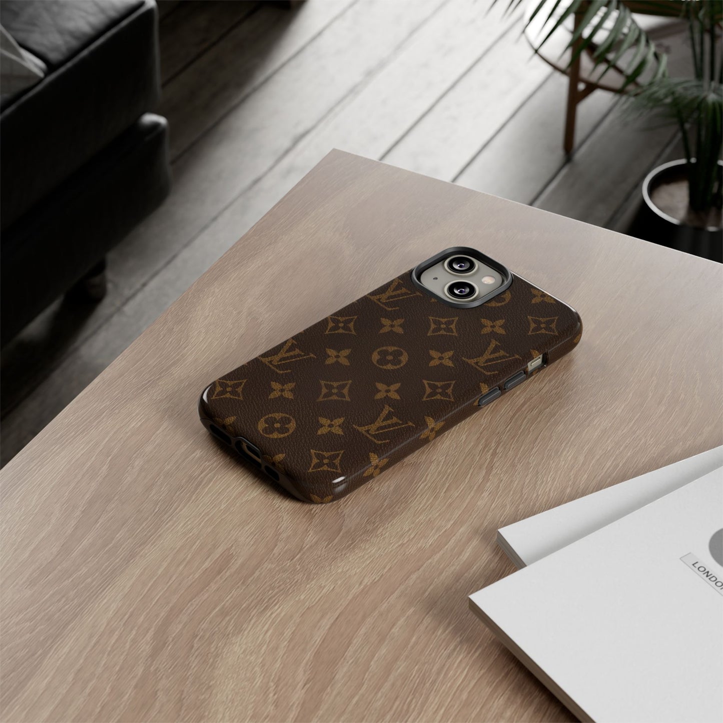 Louis Inspired Luxury Monogram Phone Case — Brown Designer-Style Tough Case