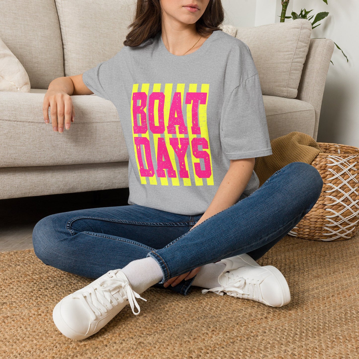 Boat Days T-Shirt — Retro Neon Striped Summer Tee
