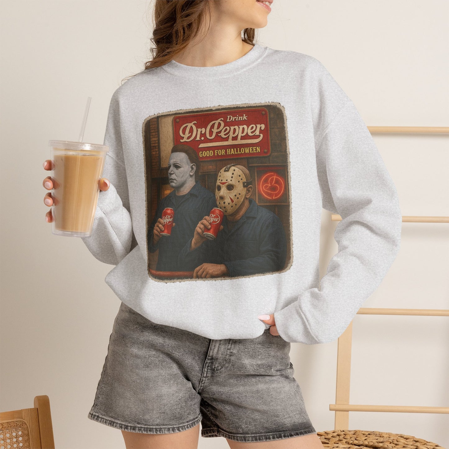 Halloween Horror Sweatshirt — Dr. Pepper "Good for Halloween" Retro Design