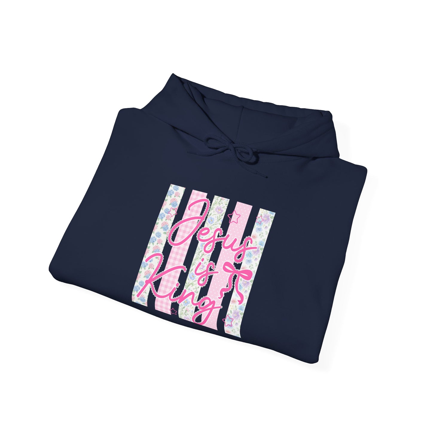 Jesus Is King Floral Hoodie — Christian Faith Comfort Pullover