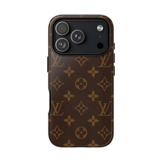 Louis Inspired Luxury Monogram Phone Case — Brown Designer-Style Tough Case