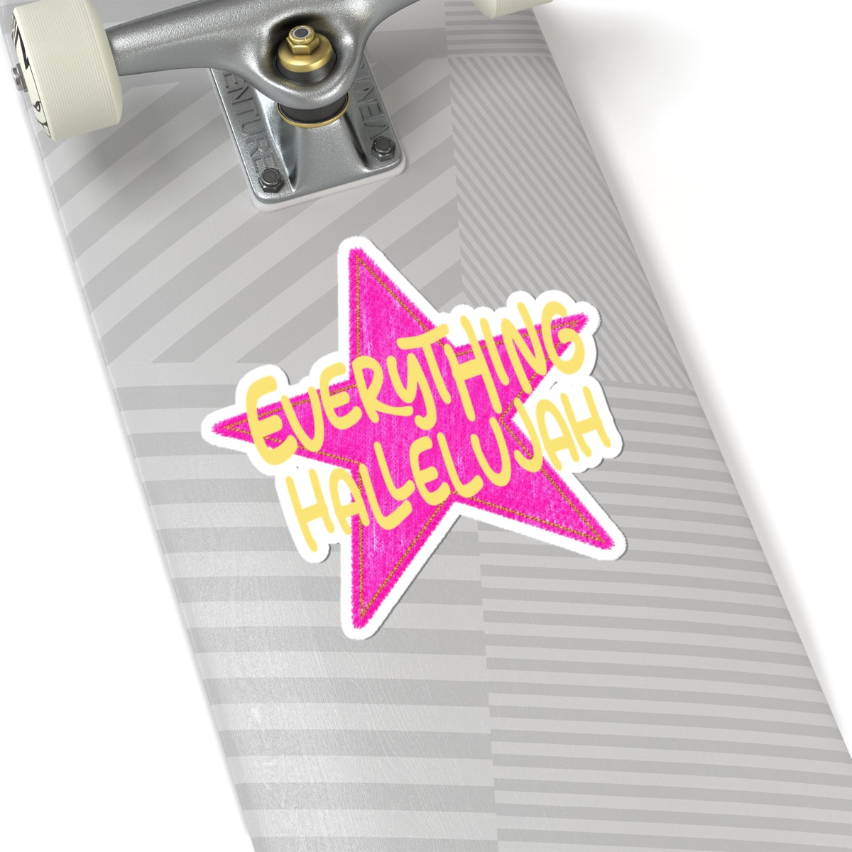 Everything Hallelujah Star Sticker — Pink Glitter Kiss-Cut Sticker