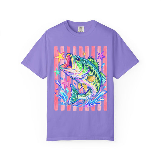 Fishing Bass T-Shirt — Neon Retro Largemouth Design