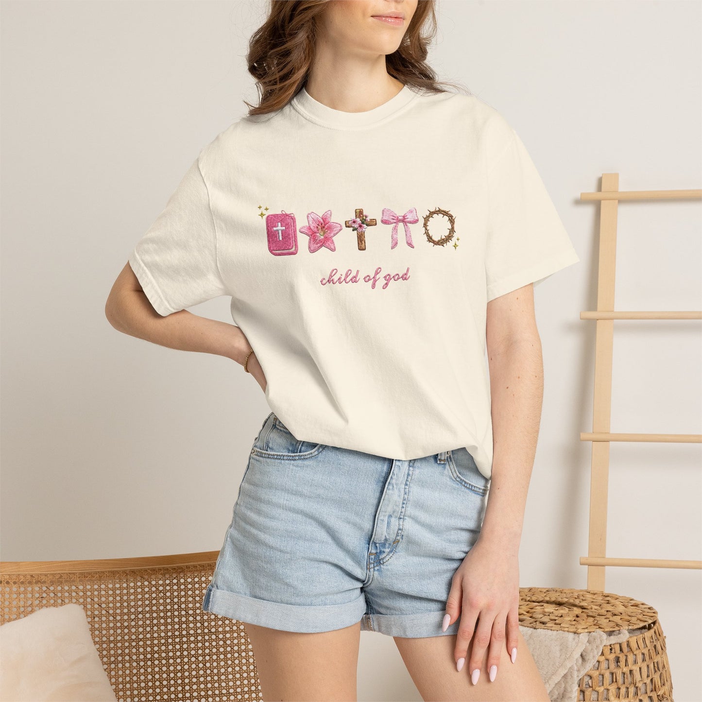 Child of God T-Shirt — Floral Cross & Bible Christian Tee