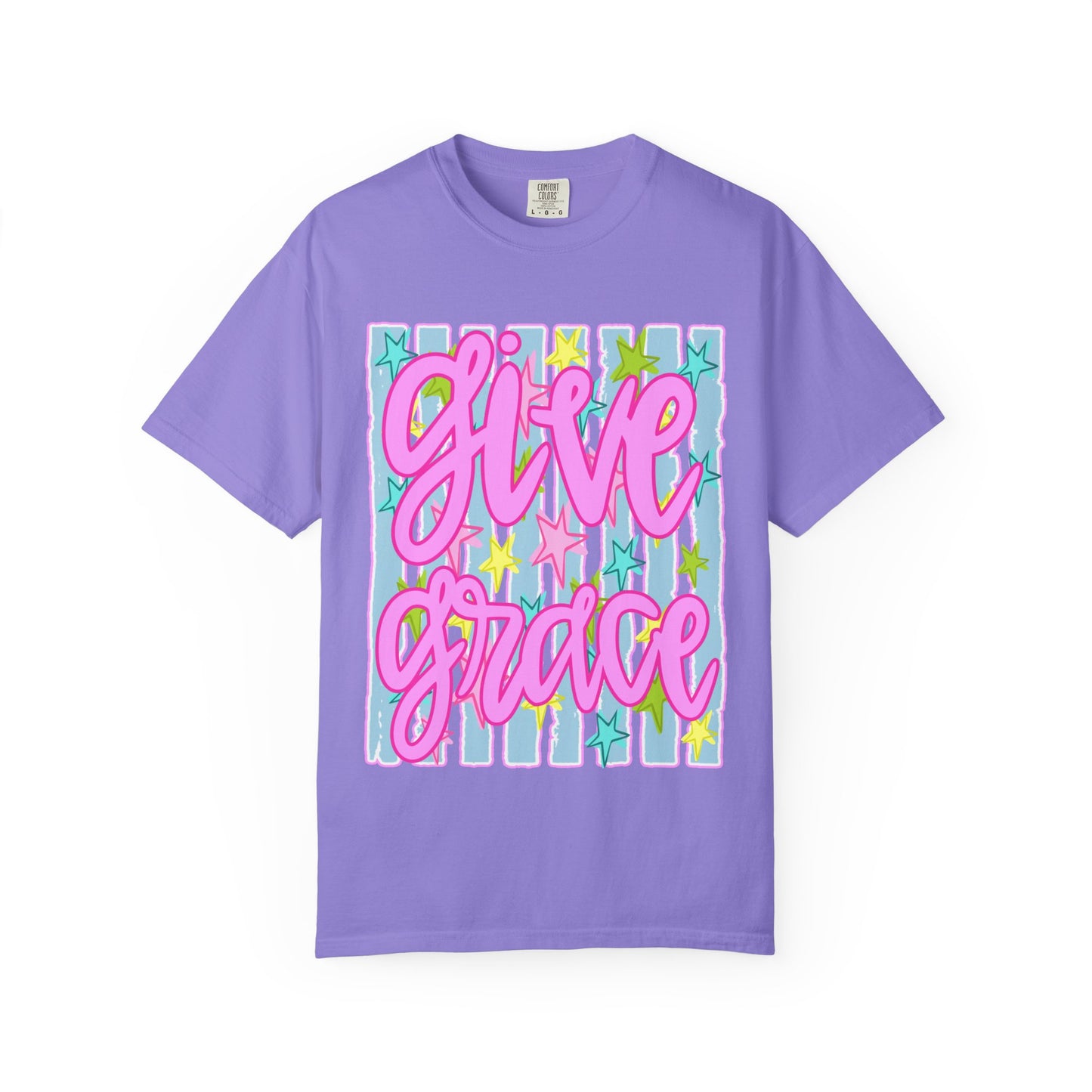 T-Shirt — "Give Grace" Pastel Stars Graphic Tee