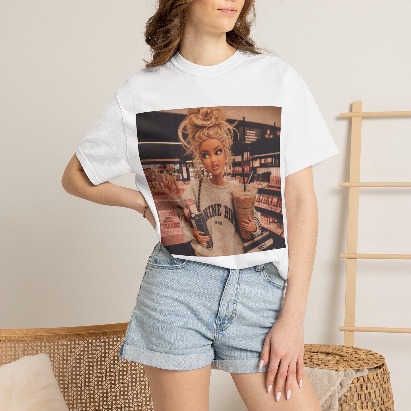 Barbie Doll Grocery Run T-Shirt — Retro Pop Art Photo Tee