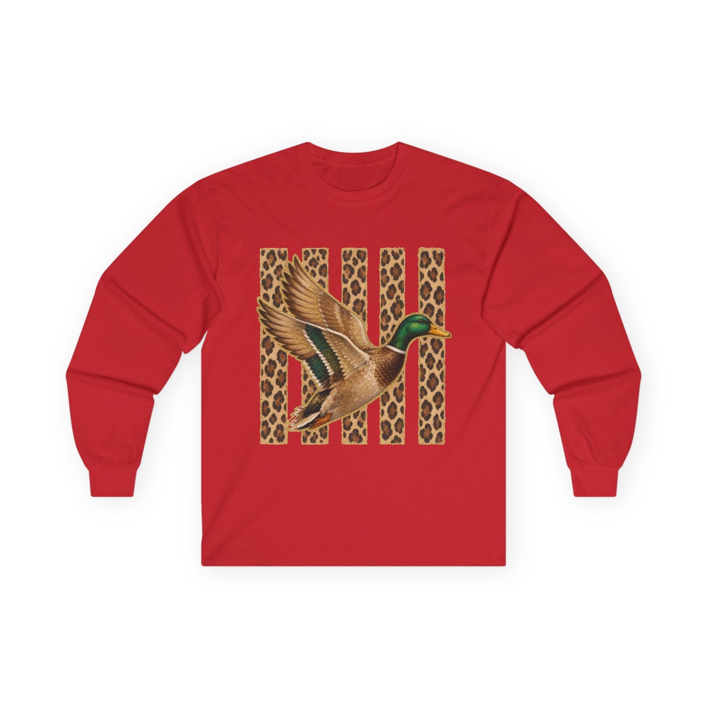 Mallard Duck Leopard Stripe Long Sleeve Tee