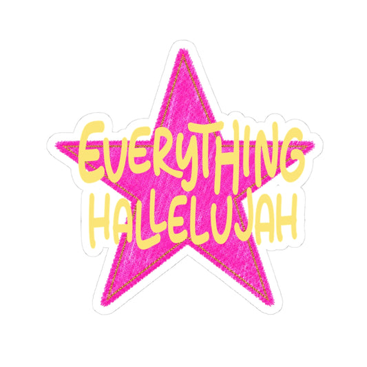 Everything Hallelujah Star Sticker — Pink Glitter Kiss-Cut Sticker