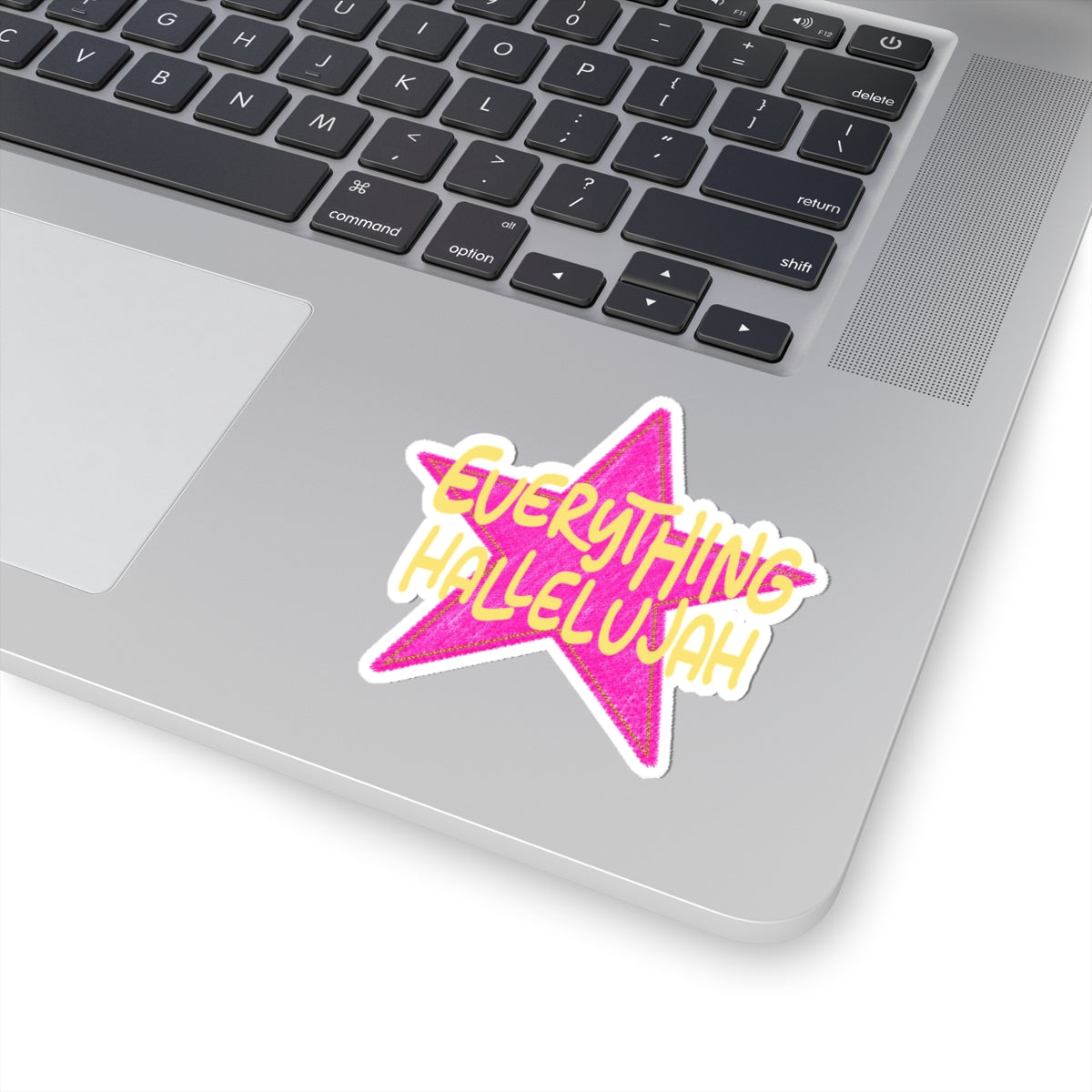 Everything Hallelujah Star Sticker — Pink Glitter Kiss-Cut Sticker