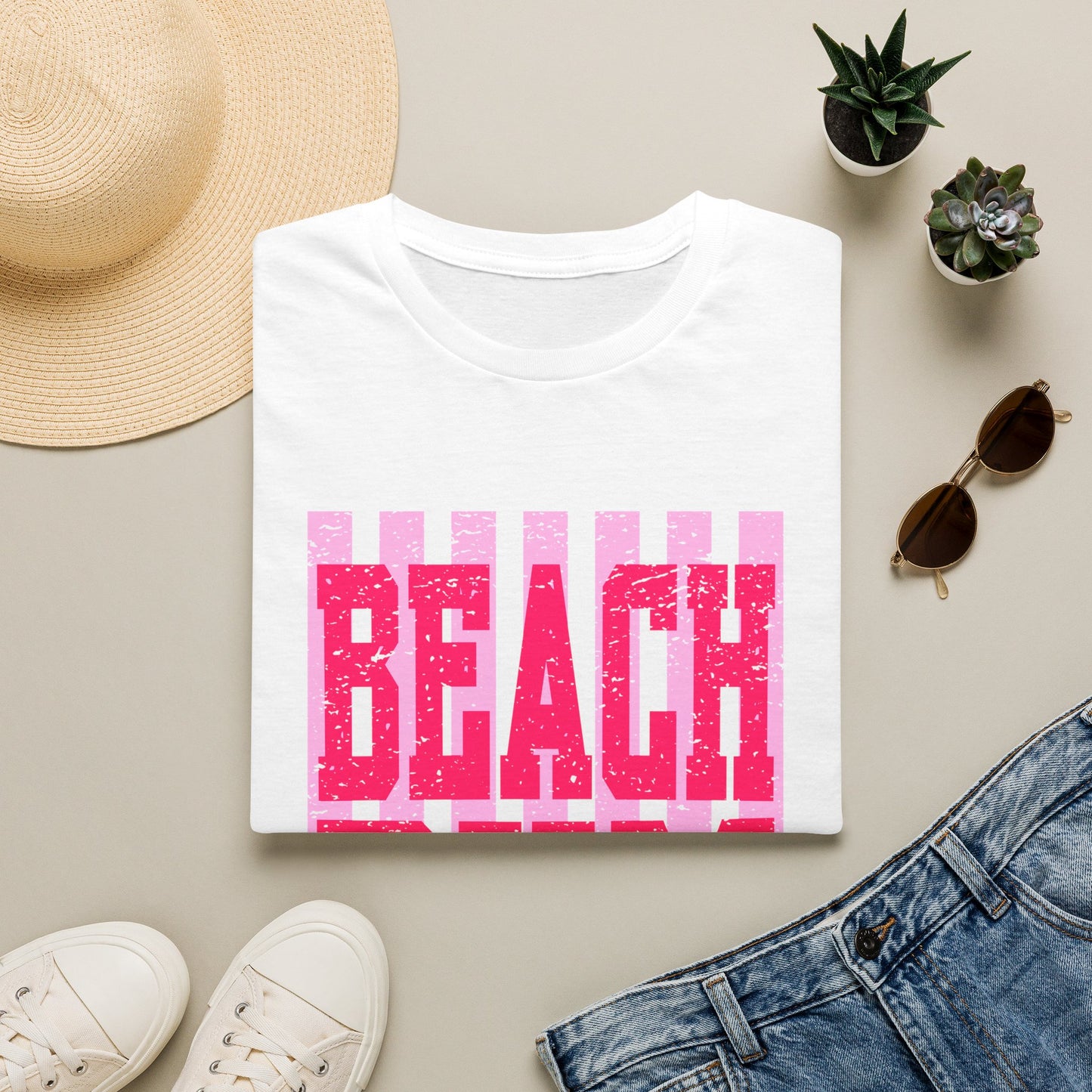 Beach Bum T-Shirt — Retro Pink Striped Summer Tee