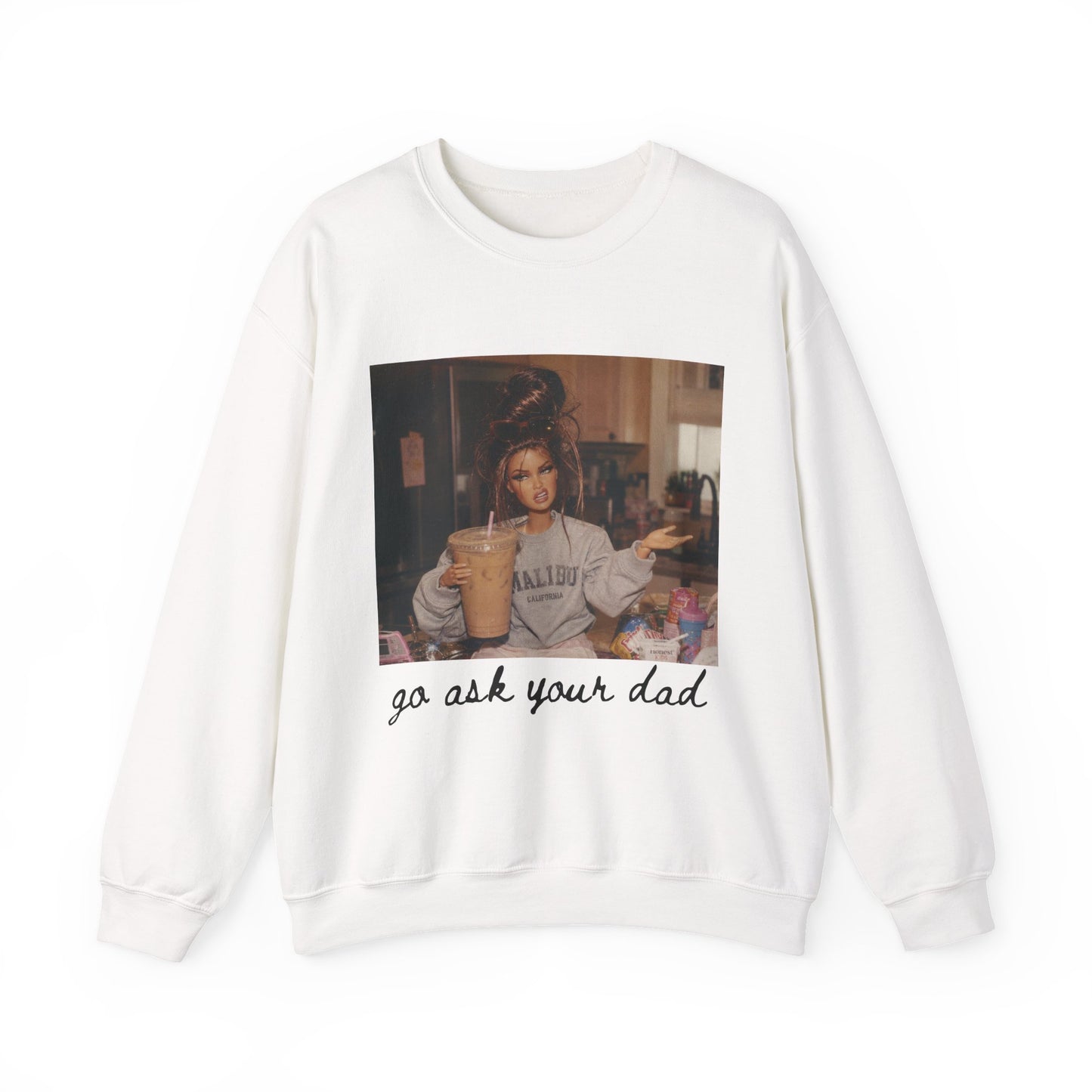 Crewneck Sweatshirt — Vintage Photo "go ask your dad" Cozy Pullover