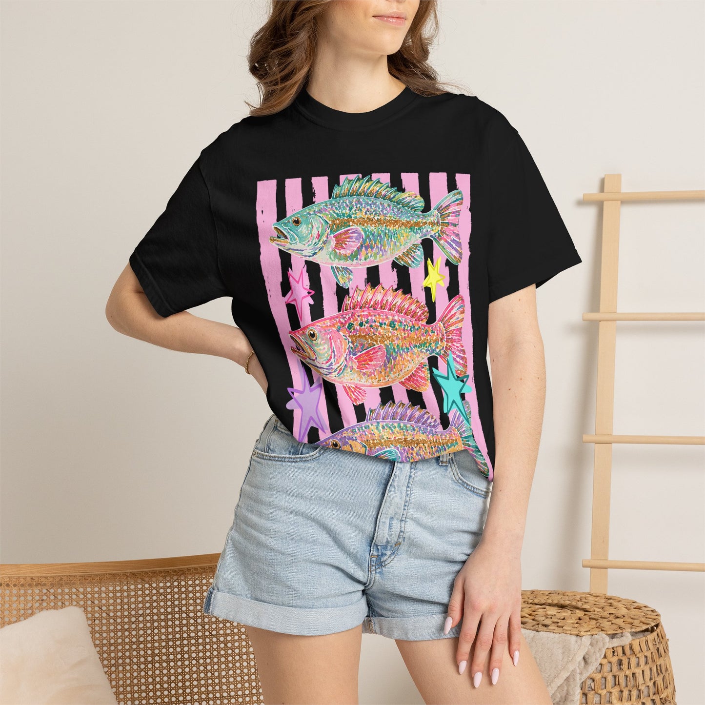 Retro Coastal Fish Tee — Colorful Tropical Fish Graphic T-Shirt