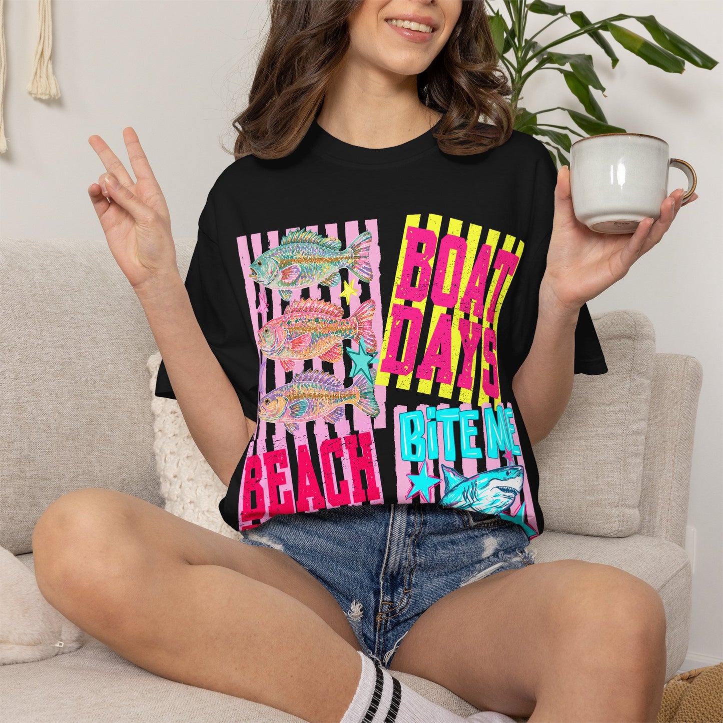 Beach Bum Boat Days T‑Shirt — 'Bite Me' Fishing Graphic Tee