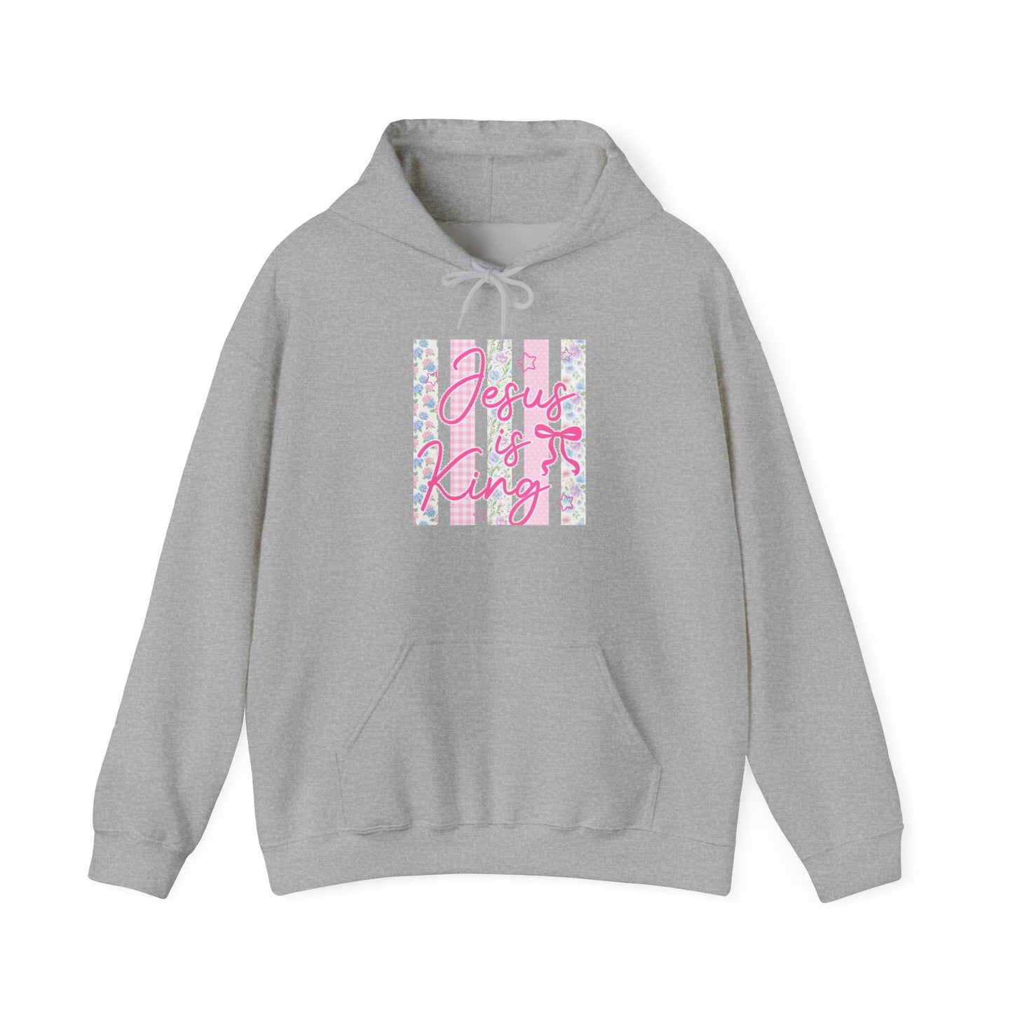 Jesus Is King Hoodie — Pastel Striped Christian Faith Sweatshirt