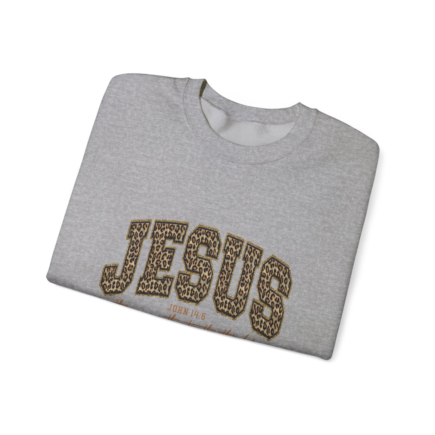 Jesus Script Crewneck Sweatshirt – "Jesus: The Way, The Truth, The Life" Christian Pullover