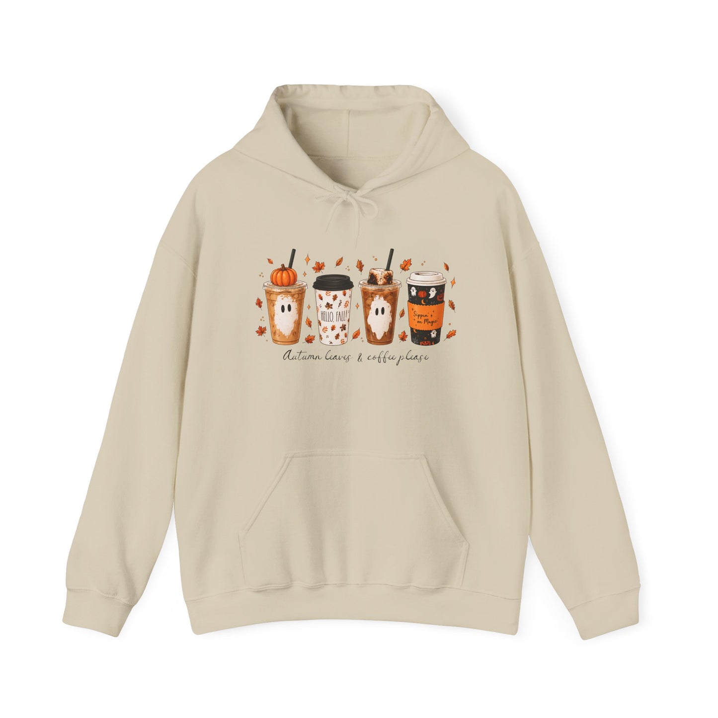 Coffee Fall Hoodie — Cute Autumn Coffee Cups "Autumn Vibes & Cozy Cocoa"