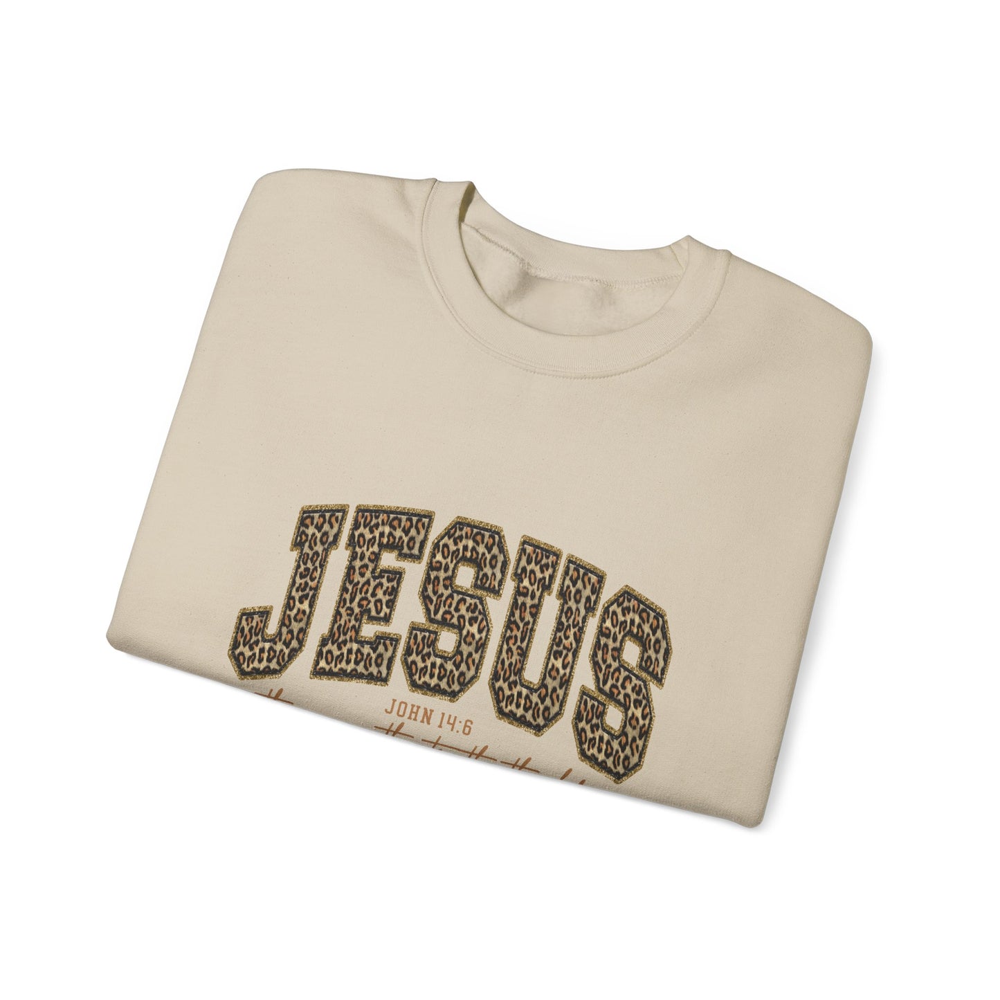 Jesus Script Crewneck Sweatshirt – "Jesus: The Way, The Truth, The Life" Christian Pullover