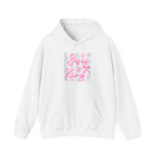 Jesus Is King Floral Hoodie — Christian Faith Comfort Pullover