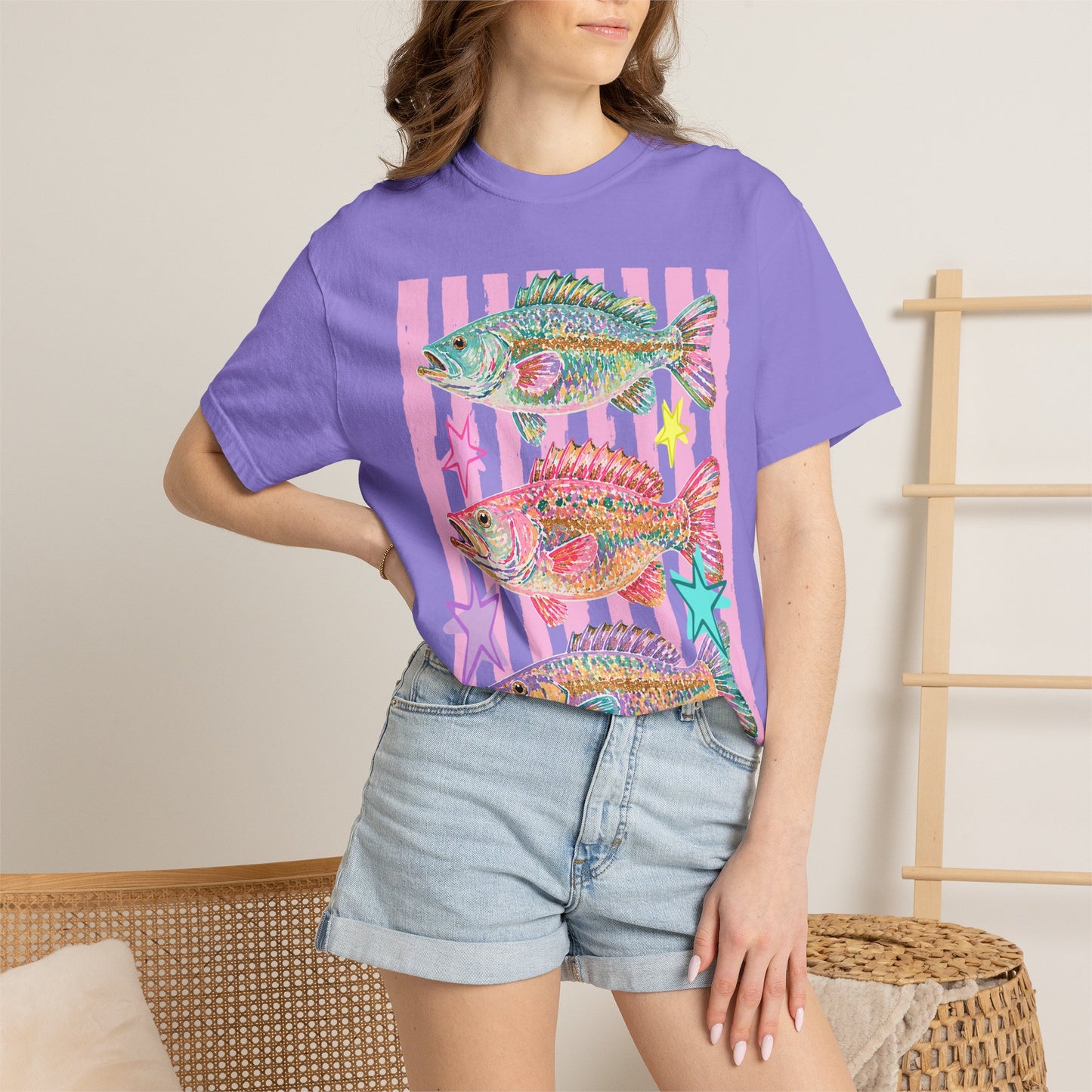 Retro Coastal Fish Tee — Colorful Tropical Fish Graphic T-Shirt