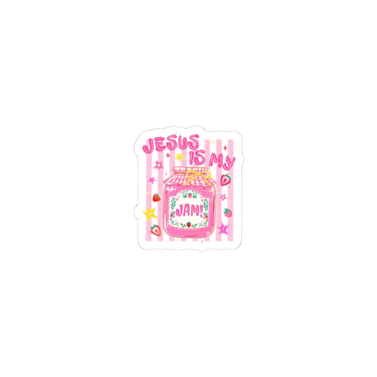 Jesus Is My Jam Kiss-Cut Sticker — Cute Pink Faith Vinyl Decal