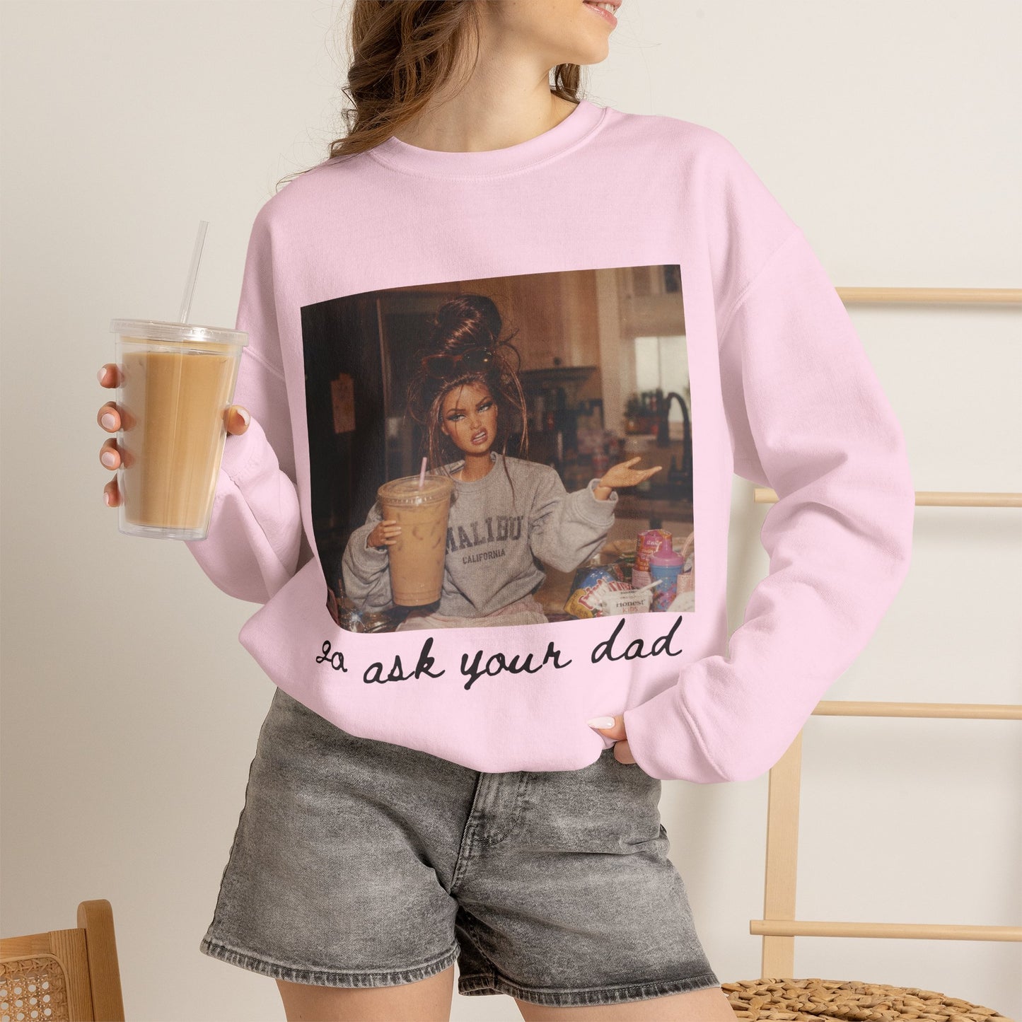 Crewneck Sweatshirt — Vintage Photo "go ask your dad" Cozy Pullover