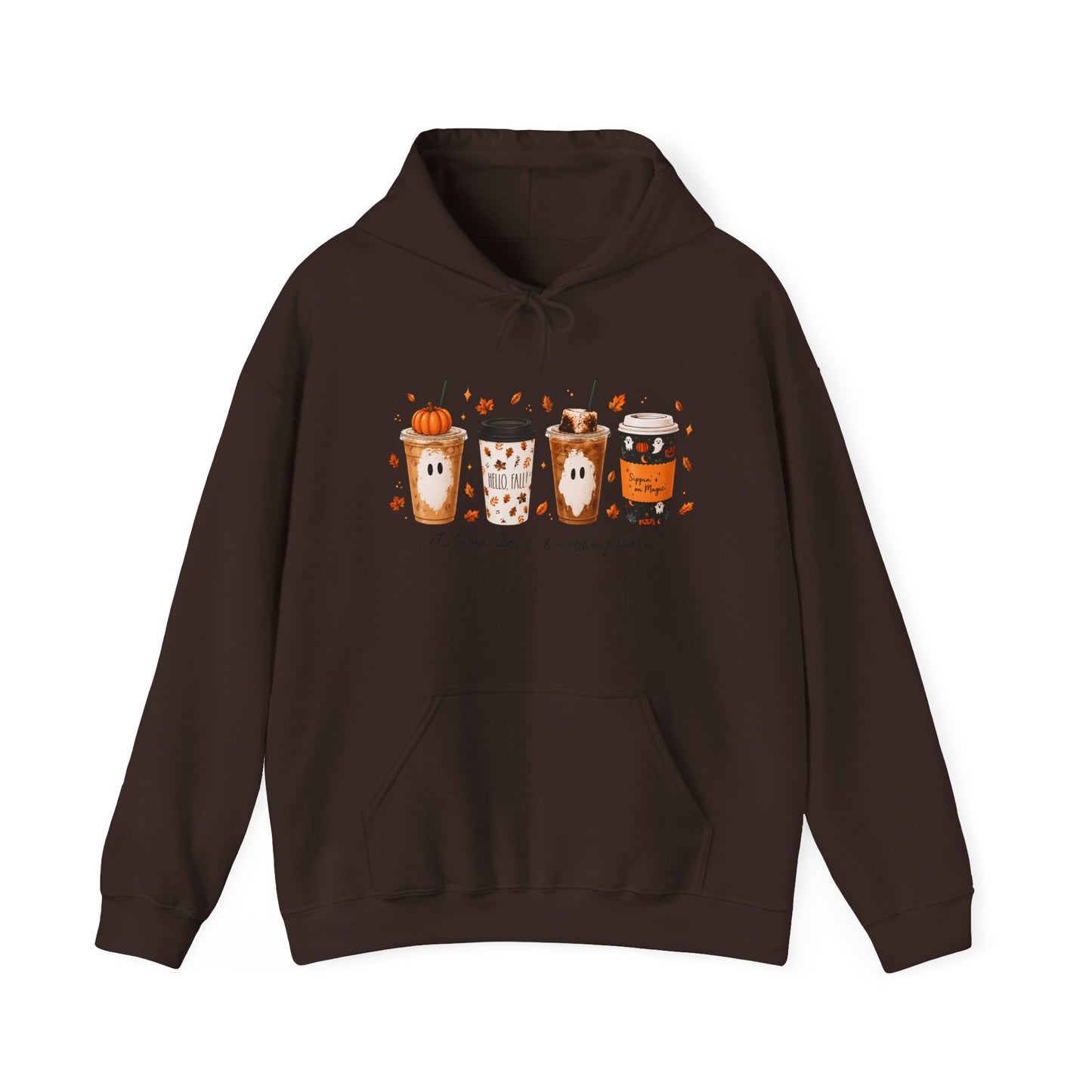 Coffee Fall Hoodie — Cute Autumn Coffee Cups "Autumn Vibes & Cozy Cocoa"