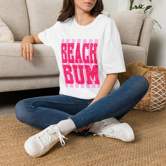 Beach Bum T-Shirt — Retro Pink Striped Summer Tee