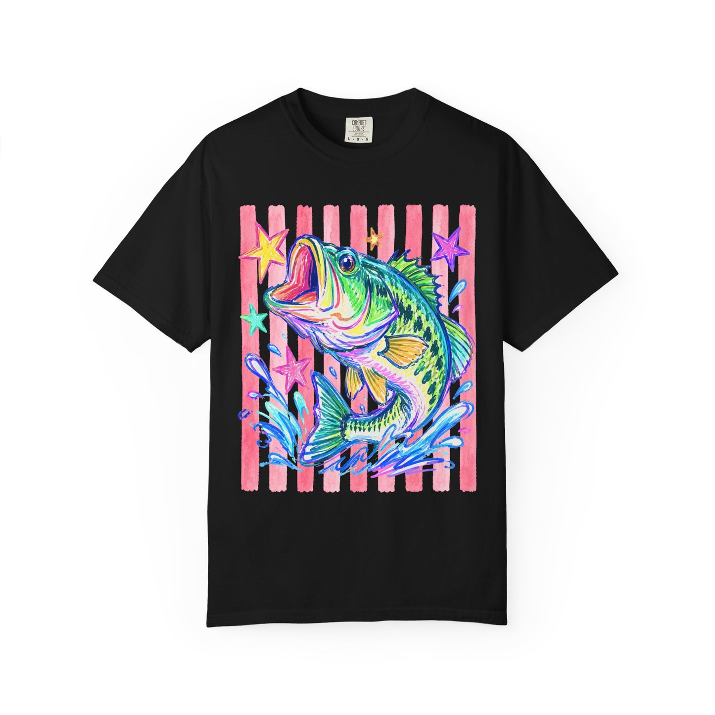 Fishing Bass T-Shirt — Neon Retro Largemouth Design