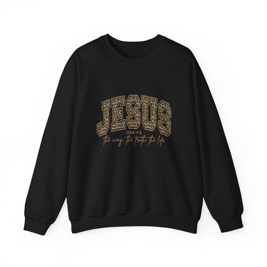 Jesus Script Crewneck Sweatshirt – "Jesus: The Way, The Truth, The Life" Christian Pullover