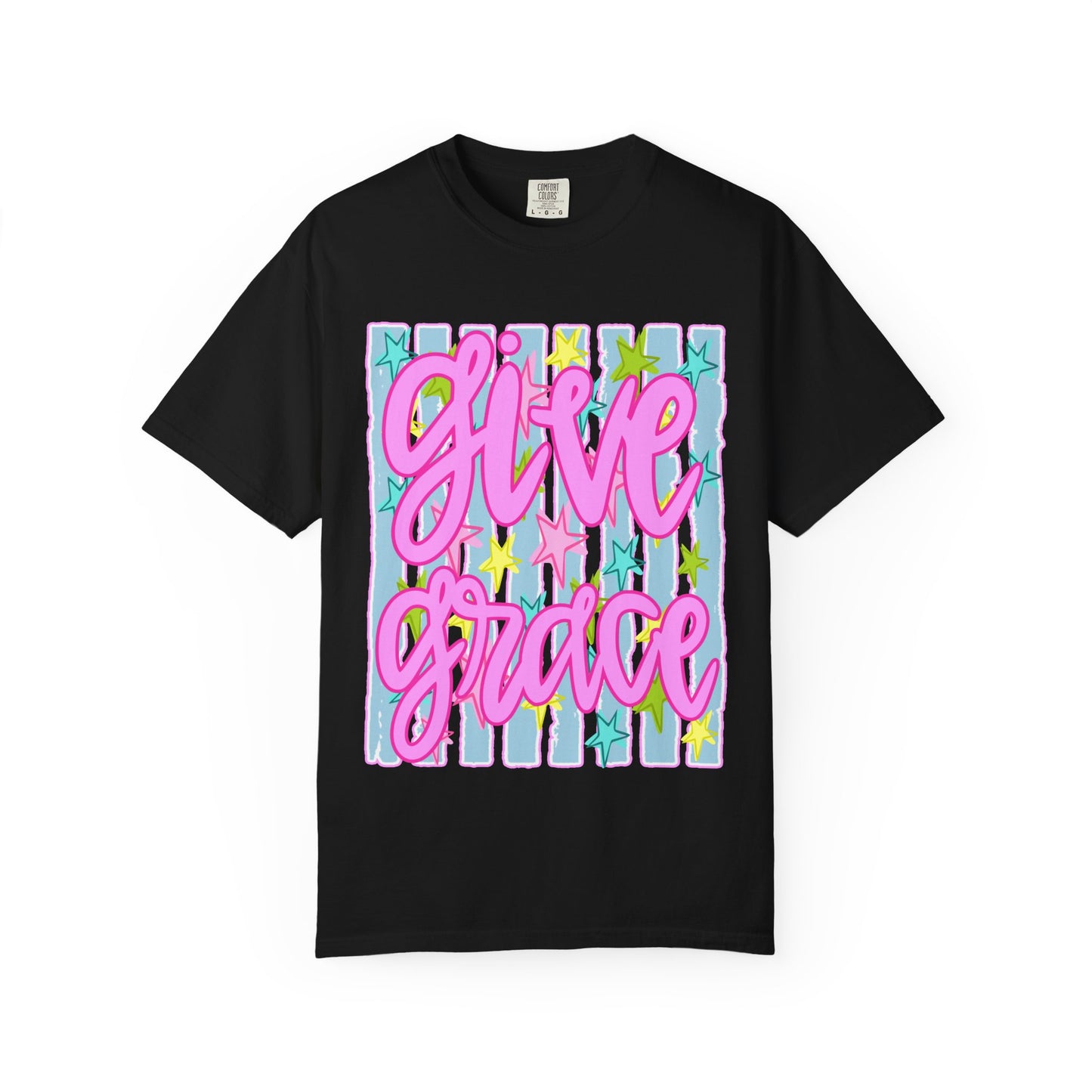 T-Shirt — "Give Grace" Pastel Stars Graphic Tee