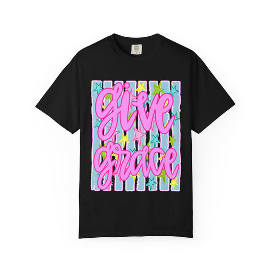 T-Shirt — "Give Grace" Pastel Stars Graphic Tee