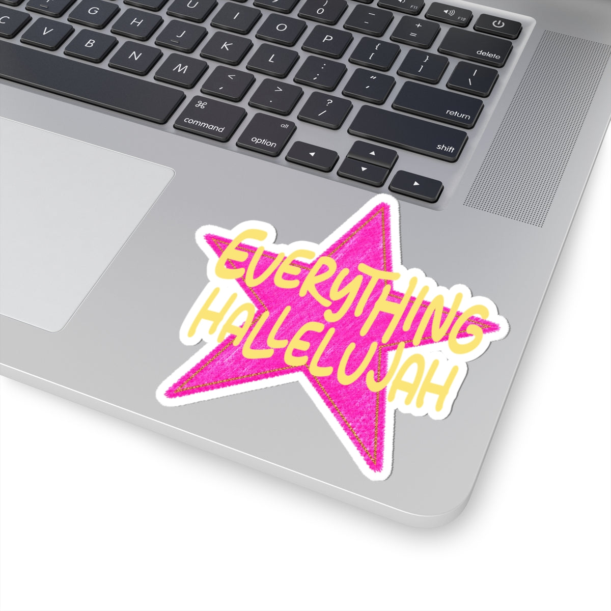 Everything Hallelujah Star Sticker — Pink Glitter Kiss-Cut Sticker
