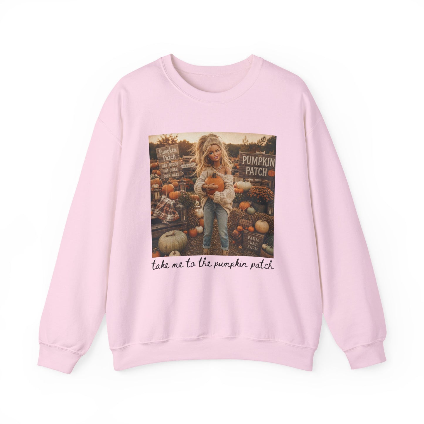 Crewneck Sweatshirt — "Take Me to the Pumpkin Patch" Autumn Graphic
