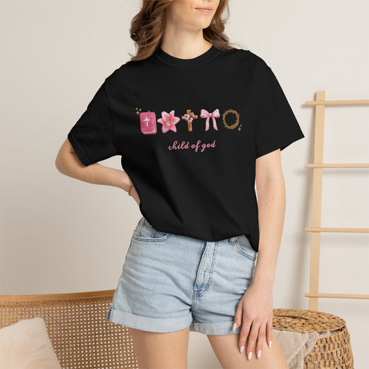Child of God T-Shirt — Floral Cross & Bible Christian Tee