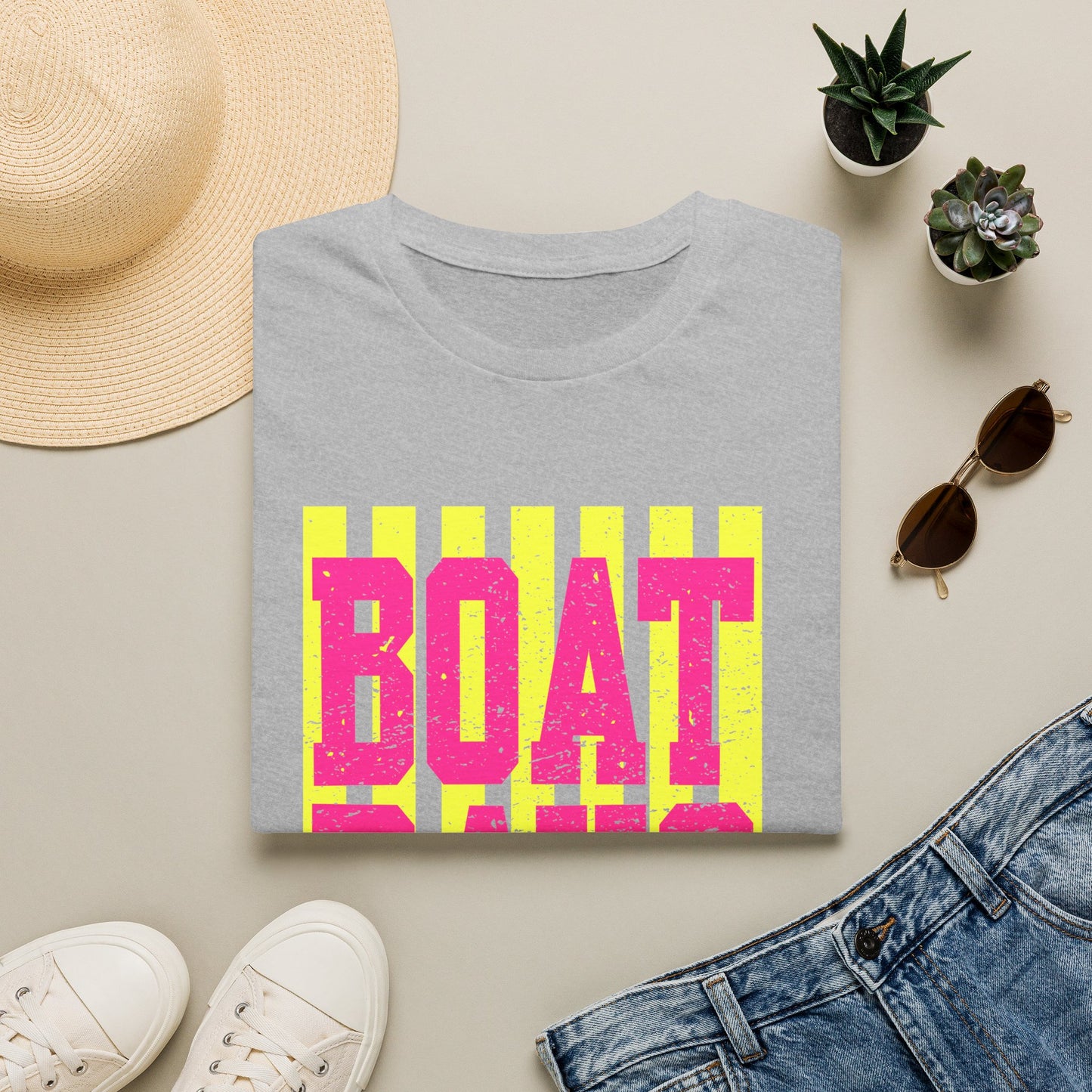 Boat Days T-Shirt — Retro Neon Striped Summer Tee