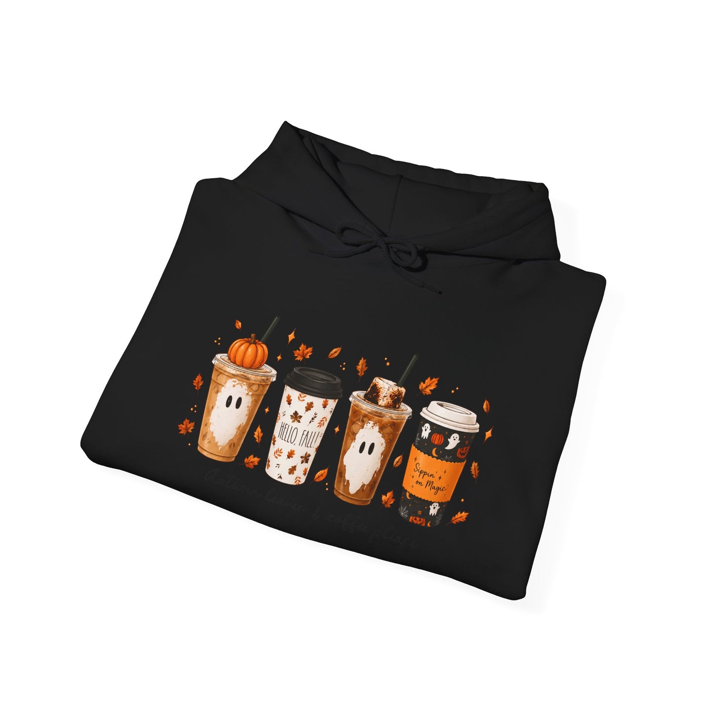 Coffee Fall Hoodie — Cute Autumn Coffee Cups "Autumn Vibes & Cozy Cocoa"