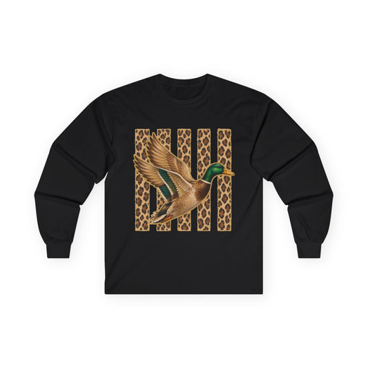 Mallard Duck Leopard Stripe Long Sleeve Tee