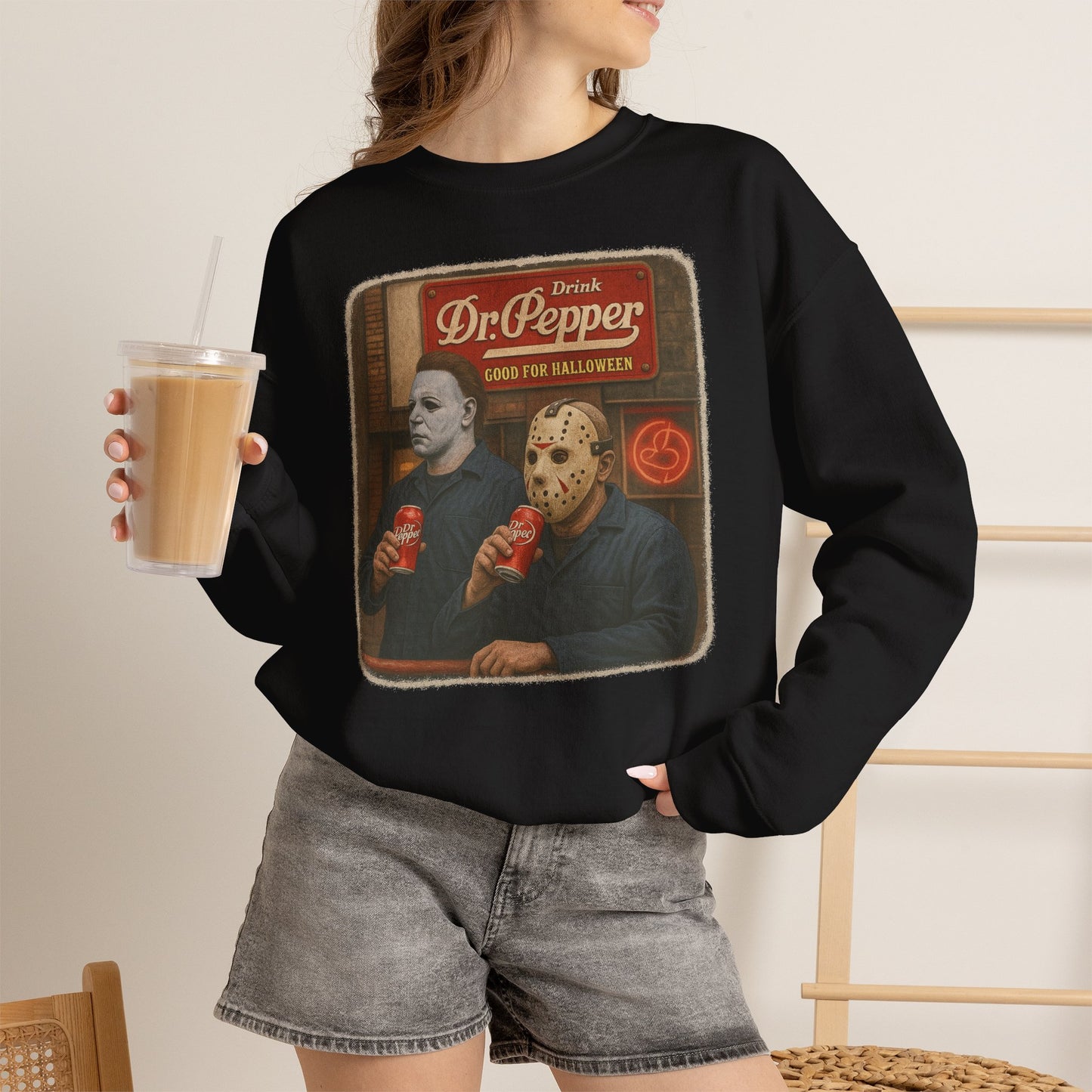 Halloween Horror Sweatshirt — Dr. Pepper "Good for Halloween" Retro Design
