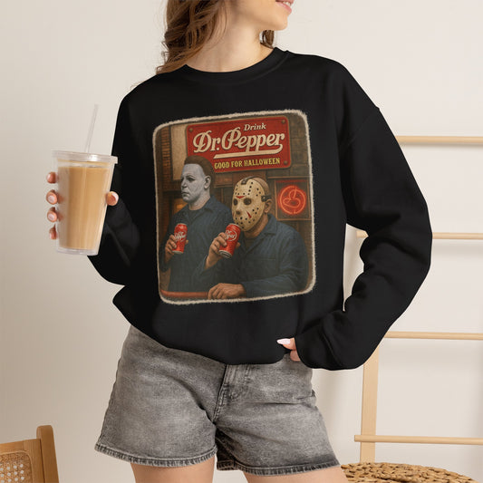 Halloween Horror Sweatshirt — Dr. Pepper "Good for Halloween" Retro Design